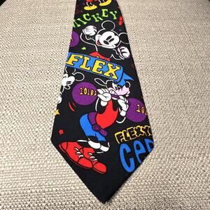 Disney Mickey Mouse Neck Tie Goofy Gym Workout 100% Silk Balancine